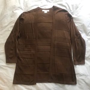 August Silk Brown Cardigan - Large Petite